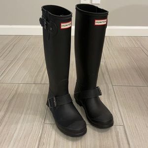 Hunter “Limited Edition” Black Moto Rain Boots Size EU 37. US 6 Women